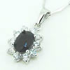 Sterling Silver Pendant/Charm with Sapphire, 19x10.5mm, Sold by PC