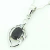 Sterling Silver Pendant/Charm with Sapphire, 22x9mm, Sold by PC