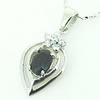 Sterling Silver Pendant/Charm with Sapphire, 22x10.5mm, Sold by PC