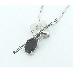 Sterling Silver Pendant/Charm with Sapphire, 16.6x9.3mm, Sold by PC