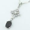 Sterling Silver Pendant/Charm with Sapphire, 29x11mm, Sold by PC