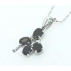 Sterling Silver Pendant/Charm with Sapphire, 22x12.6mm, Sold by PC