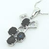 Sterling Silver Pendant/Charm with Sapphire, 22x12.6mm, Sold by PC