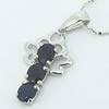 Sterling Silver Pendant/Charm with Sapphire, 25x11.5mm, Sold by PC