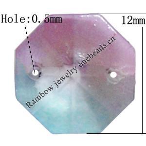 Dichroic Plastic Beads, Polygon 12mm Hole:0.5mm, Sold by Bag