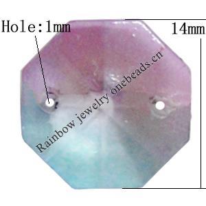 Dichroic Plastic Beads, Polygon 14mm Hole:1mm, Sold by Bag