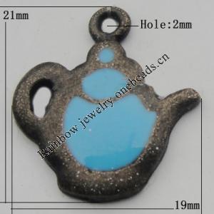Pendant Zinc Alloy Enamel Jewelry Findings Lead-free, 21x19mm Hole:2mm, Sold by Bag