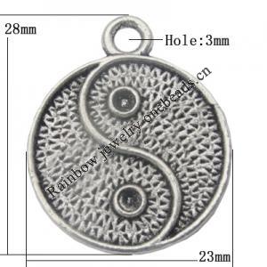 Pendant Zinc Alloy Jewelry Findings Lead-free, 28x23mm Hole:3mm, Sold by Bag