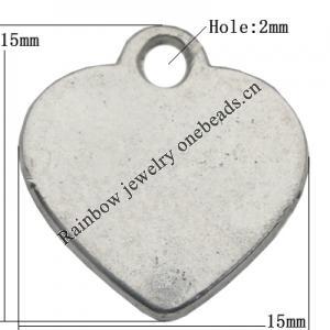 Pendant Zinc Alloy Jewelry Findings Lead-free, 15x15mm Hole:2mm, Sold by Bag