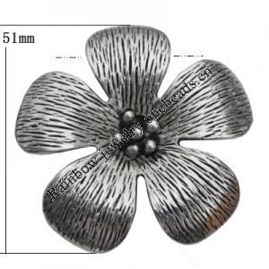 Pendant Zinc Alloy Jewelry Findings Lead-free, Flower 51mm Hole:1.5mm, Sold by Bag