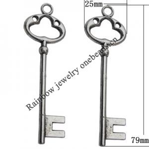Pendant Zinc Alloy Jewelry Findings Lead-free, 79x25mm Hole:4.5mm, Sold by Bag