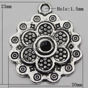 Pendant Zinc Alloy Jewelry Findings Lead-free, 23x20mm Hole:1.5mm, Sold by Bag