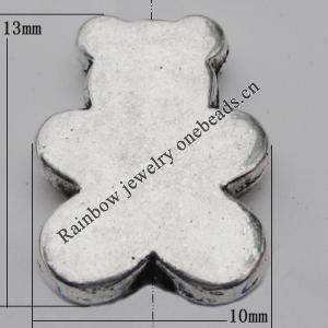 Bead Zinc Alloy Jewelry Findings Lead-free, 13x10mm Hole:1.5mm, Sold by Bag