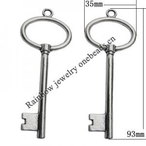 Pendant Zinc Alloy Jewelry Findings Lead-free, 93x35mm, Sold by Bag