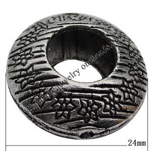 European style Beads Zinc Alloy Jewelry Findings Lead-free, 24x11mm, Hole:5mm, Sold by Bag