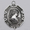 Pendant Zinc Alloy Jewelry Findings Lead-free, 54x37mm Hole:5mm, Sold by Bag