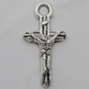 Pendant Zinc Alloy Jewelry Findings Lead-free, Cross 15x8mm Hole:0.5mm, Sold by Bag