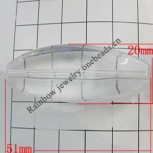 Transparent Acrylic Beads, Flat Horse Eye 51x20mm Hole:2mm, Sold by Bag 