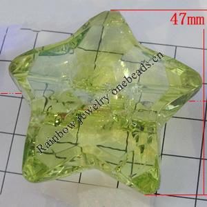 Transparent Acrylic Beads, Faceted Star 47mm Hole:4mm, Sold by Bag 