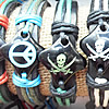 7.1 Inch Cowhide (Cowskin) with waxed cotton & Acrylic Beads Bracelet, 27x24mm, Sold by Group