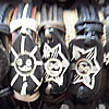 7.1 Inch Cowhide (Cowskin) with waxed cotton & Cattle Horn Beads Bracelet, Sold by Group