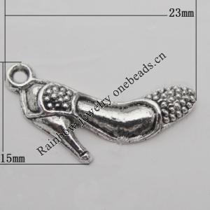 Pendant Zinc Alloy Jewelry Findings Lead-free, High-heeled shoes 23x15mm Hole:2mm, Sold by Bag