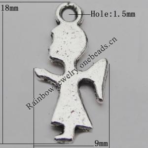 Pendant Zinc Alloy Jewelry Findings Lead-free, 18x9mm Hole:1.5mm, Sold by Bag