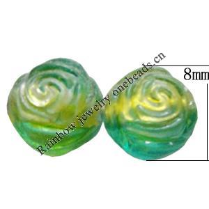 Dichroic Plastic Beads, Flower 8mm Hole:1.5mm, Sold by Bag