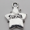 Pendant Zinc Alloy Jewelry Findings Lead-free, Star 15x12mm Hole:2mm, Sold by Bag