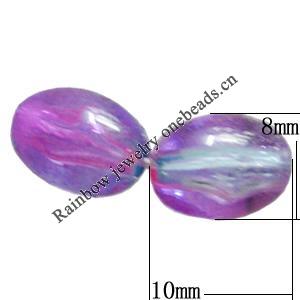 Dichroic Plastic Beads, Oval 10x8mm Hole:2mm, Sold by Bag
