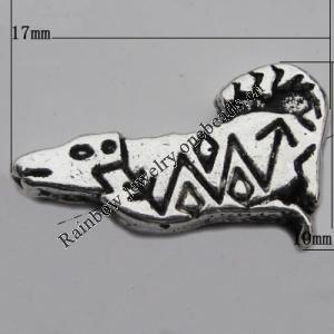 Bead Zinc Alloy Jewelry Findings Lead-free, Animal 17x10mm Hole:1mm, Sold by Bag