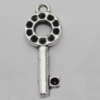 Pendant Zinc Alloy Jewelry Findings Lead-free, Key 22x8mm Hole:1mm, Sold by Bag