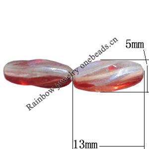 Dichroic Plastic Beads, Twist Oval 13x5mm Hole:1mm, Sold by Bag