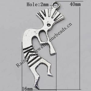 Pendant Zinc Alloy Jewelry Findings Lead-free, 40x16mm Hole:2mm, Sold by Bag