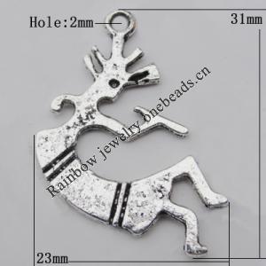 Pendant Zinc Alloy Jewelry Findings Lead-free, 31x23mm Hole:2mm, Sold by Bag