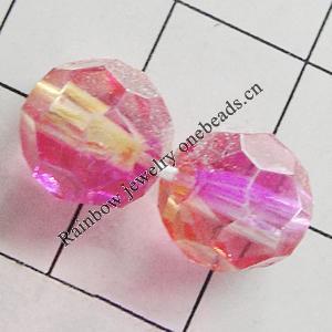 Dichroic Plastic Beads, Faceted Round 10mm Hole:1mm, Sold by Bag