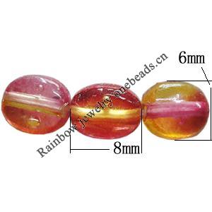 Dichroic Plastic Beads, Flat Oval 8x6mm Hole:0.3mm, Sold by Bag