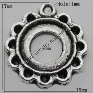 Pendant Zinc Alloy Jewelry Findings Lead-free, 17x15mm Hole:1mm, Sold by Bag