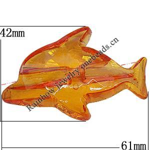 Transparent Acrylic Beads, Dolphin 61x42mm Hole:3mm, Sold by Bag 
