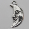 Pendant Zinc Alloy Jewelry Findings Lead-free, Moon 19x10mm Hole:2mm, Sold by Bag