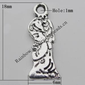 Pendant Zinc Alloy Jewelry Findings Lead-free, girl 18x6mm Hole:1mm, Sold by Bag