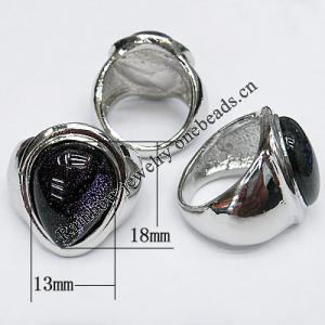 Lampwork Glass Rings, Metal Alloy & Dichroic Glass,Mixed color, 13x18mm, Hole:About 20mm, Sold by PC