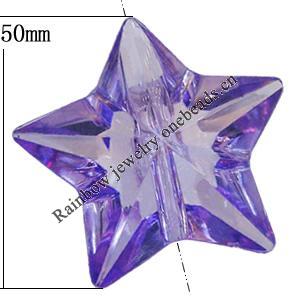 Transparent Acrylic Beads, Faceted Star 50x50mm Hole:2mm, Sold by Bag