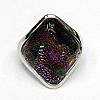 Lampwork Glass Rings, Metal Alloy & Dichroic Glass, Mixed color, 25mm, Hole:About 20mm, Sold by PC