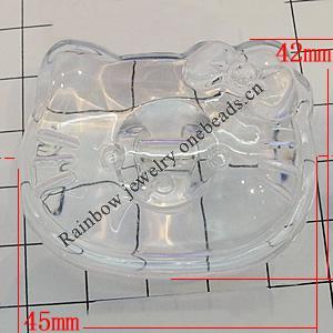 Transparent Acrylic Beads, 42x45mm Hole:3mm, Sold by Bag 