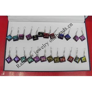 Dichroic Glass Earring, hook earwire, Mixed color, 19mm, Sold by Box