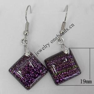 Dichroic Glass Earring, hook earwire, Mixed color, 19mm, Sold by Pair