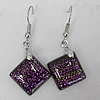 Dichroic Glass Earring, hook earwire, Mixed color, 19mm, Sold by Pair