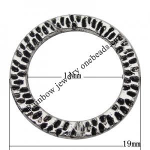 Donut Zinc Alloy Jewelry Findings Lead-free, 19x14mm, Sold by Bag