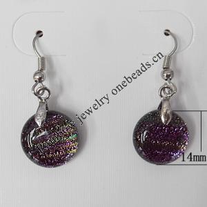 Dichroic Glass Earring, hook earwire, Mixed color, 14mm, Sold by Pair